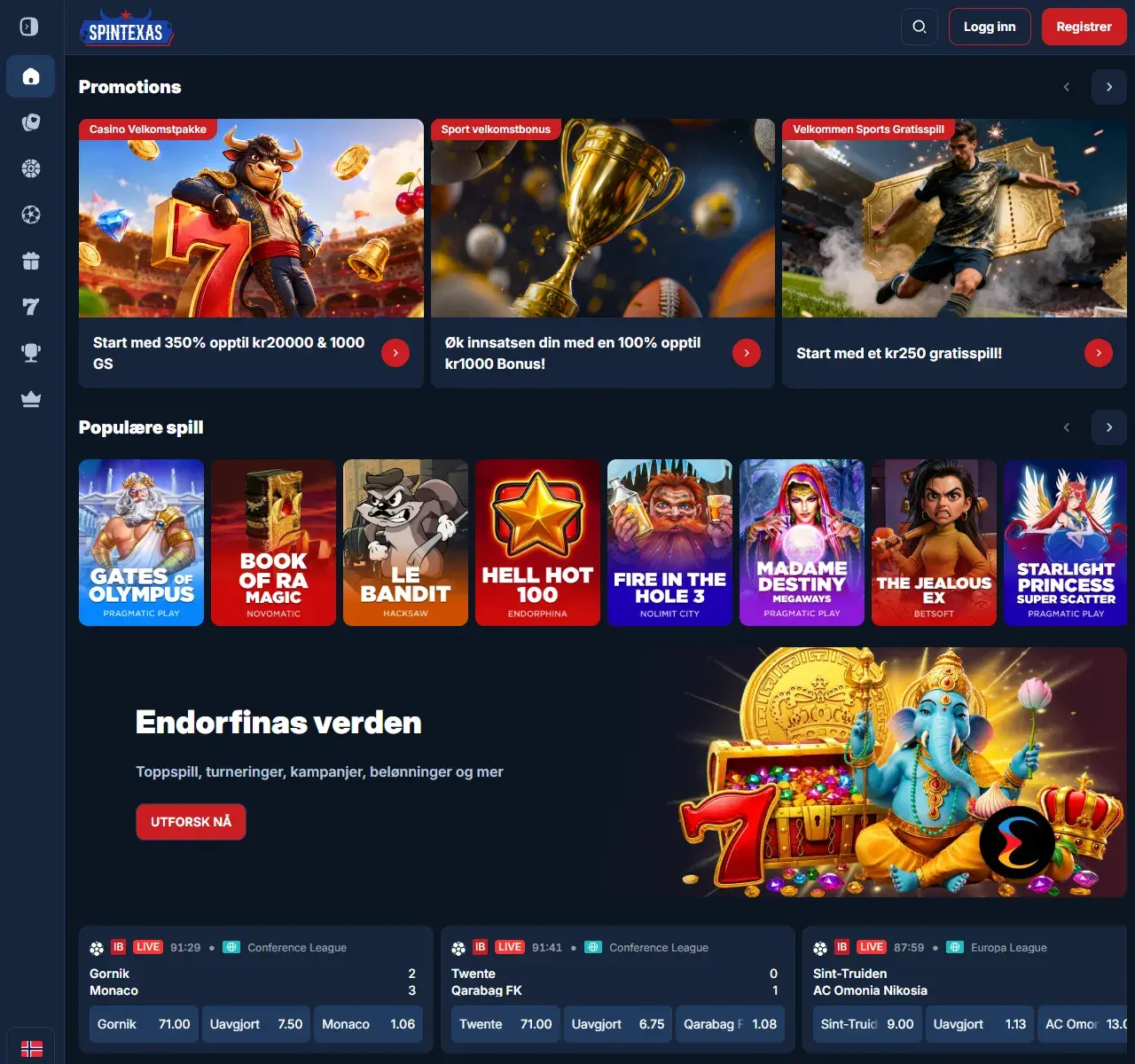 SpinTexas Casino forside